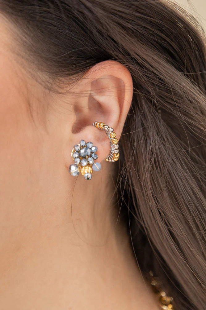 Aretes topos Flor Murano Gris